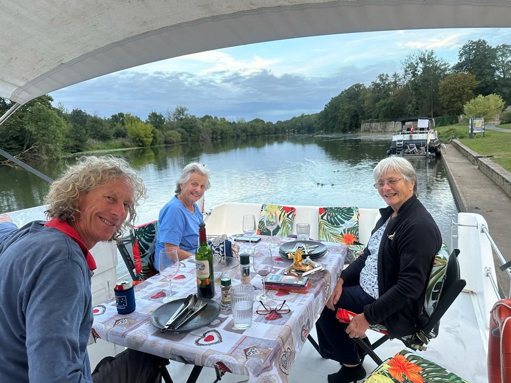 Dinner on our French canal boat